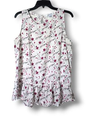 Disney Parks Minnie Mouse Peplum Ruffle Sleeveless Tank Blouse - Size Large